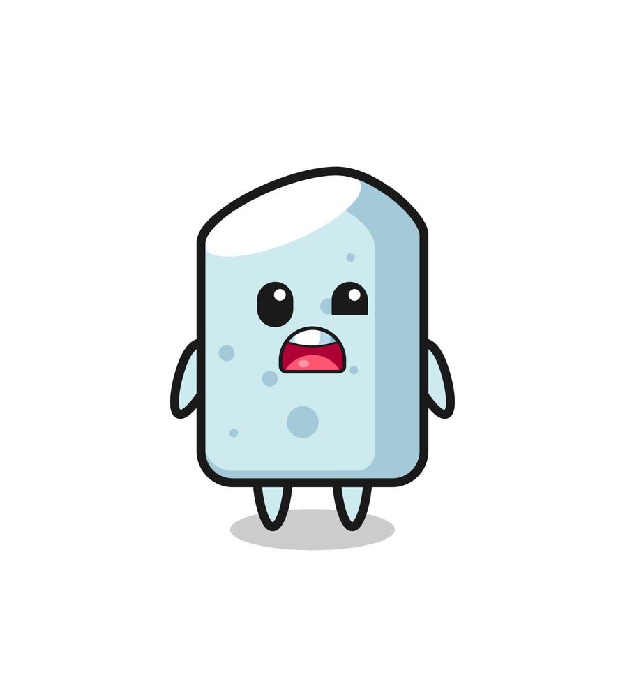 the shocked face of the cute chalk mascot vector