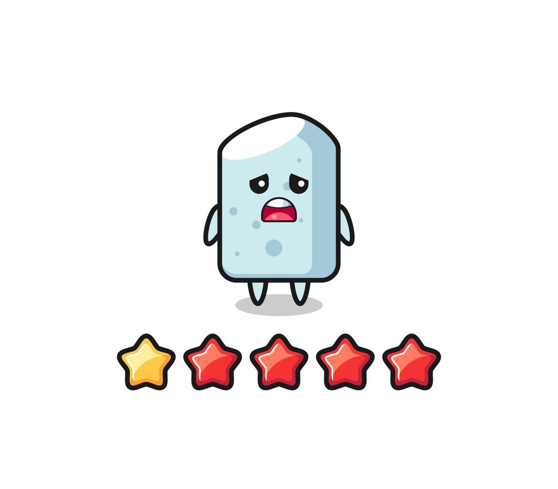 the illustration of customer bad rating, chalk cute character with 1 star vector