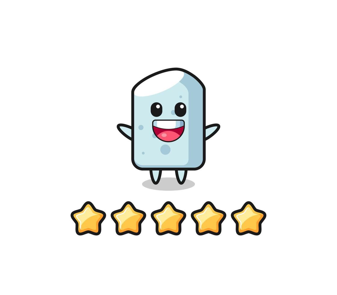 the illustration of customer best rating, chalk cute character with 5 stars vector