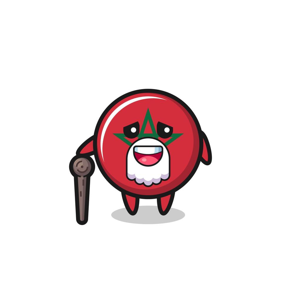 cute morocco flag grandpa is holding a stick vector