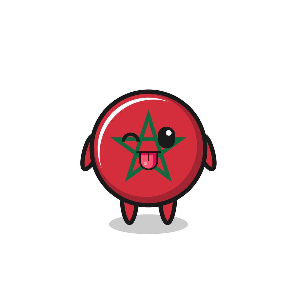 lindo personaje de la bandera de marruecos en dulce expresión mientras saca la lengua vector