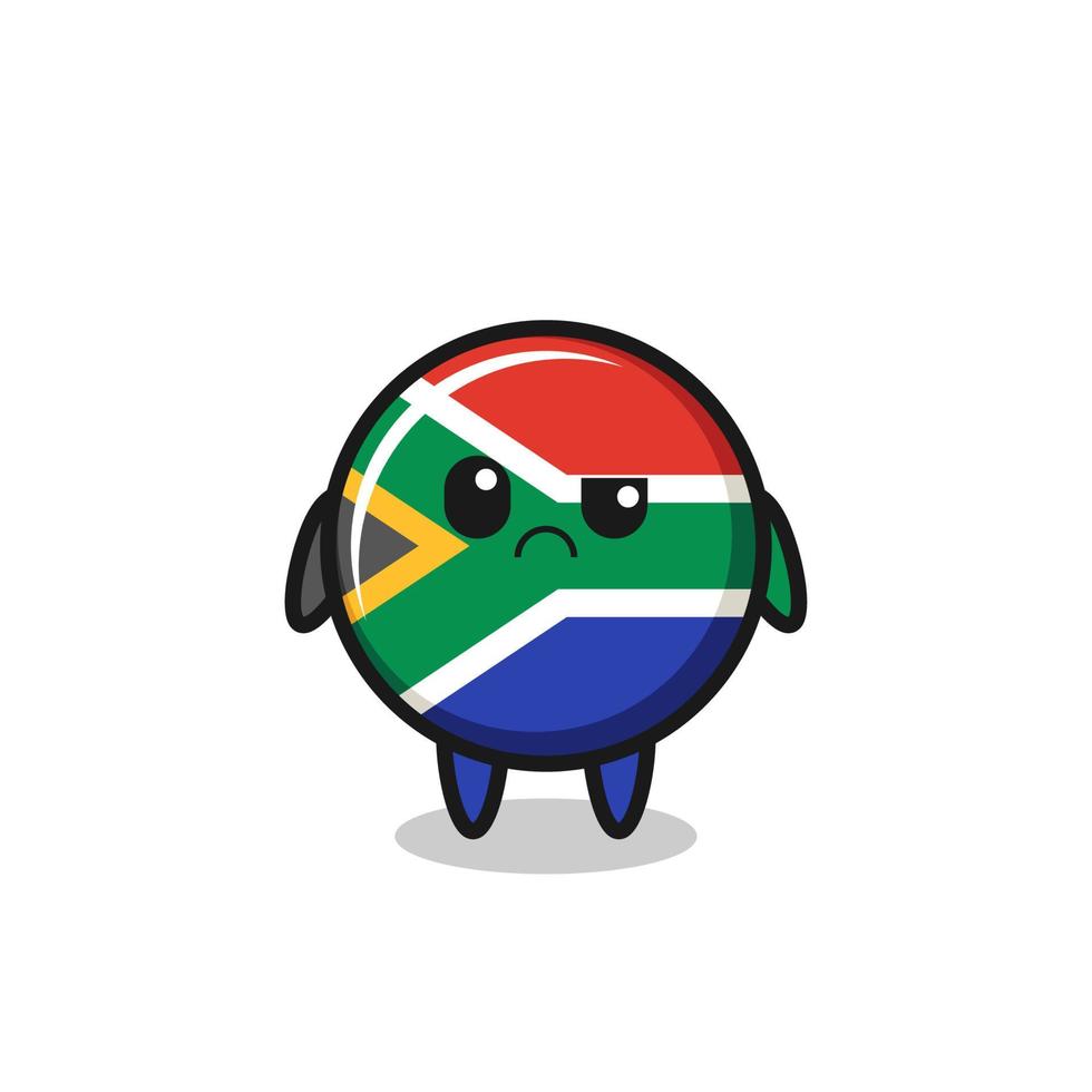 la mascota de la bandera de sudáfrica con cara escéptica vector