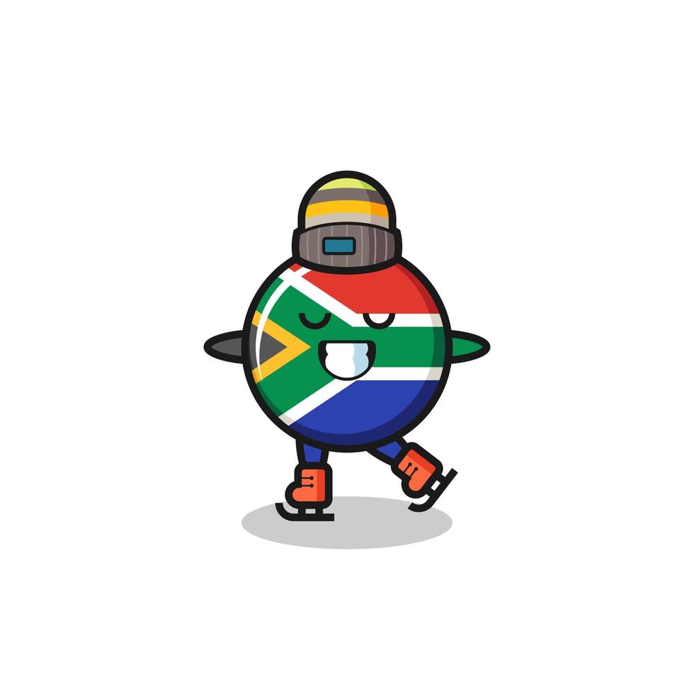 caricatura de la bandera de sudáfrica como jugador de patinaje sobre hielo vector