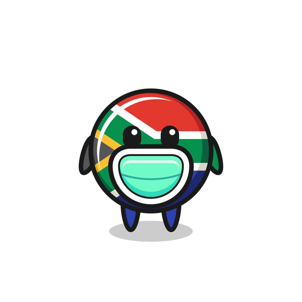 cute south africa flag cartoon wearing a mask vector
