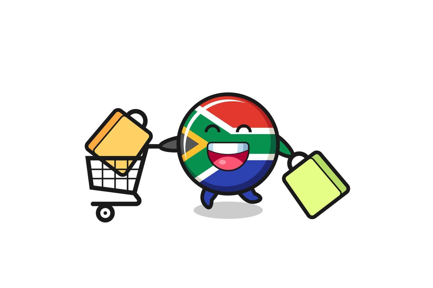black Friday illustration with cute south africa flag mascot vector