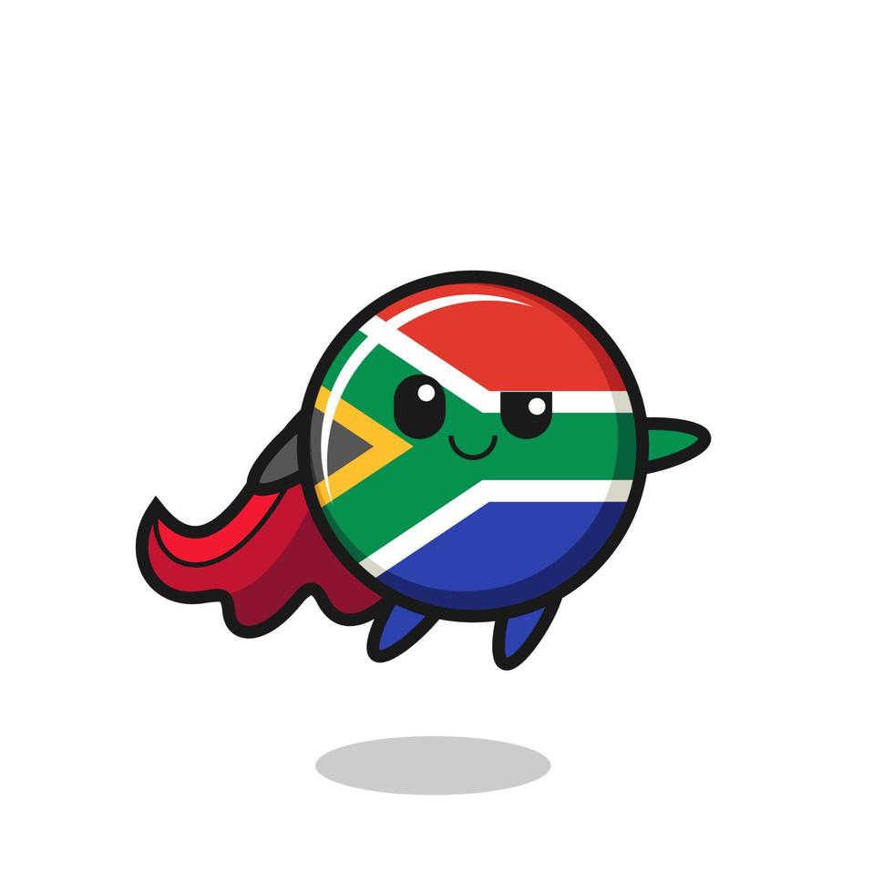 cute south africa flag superhero character is flying vector