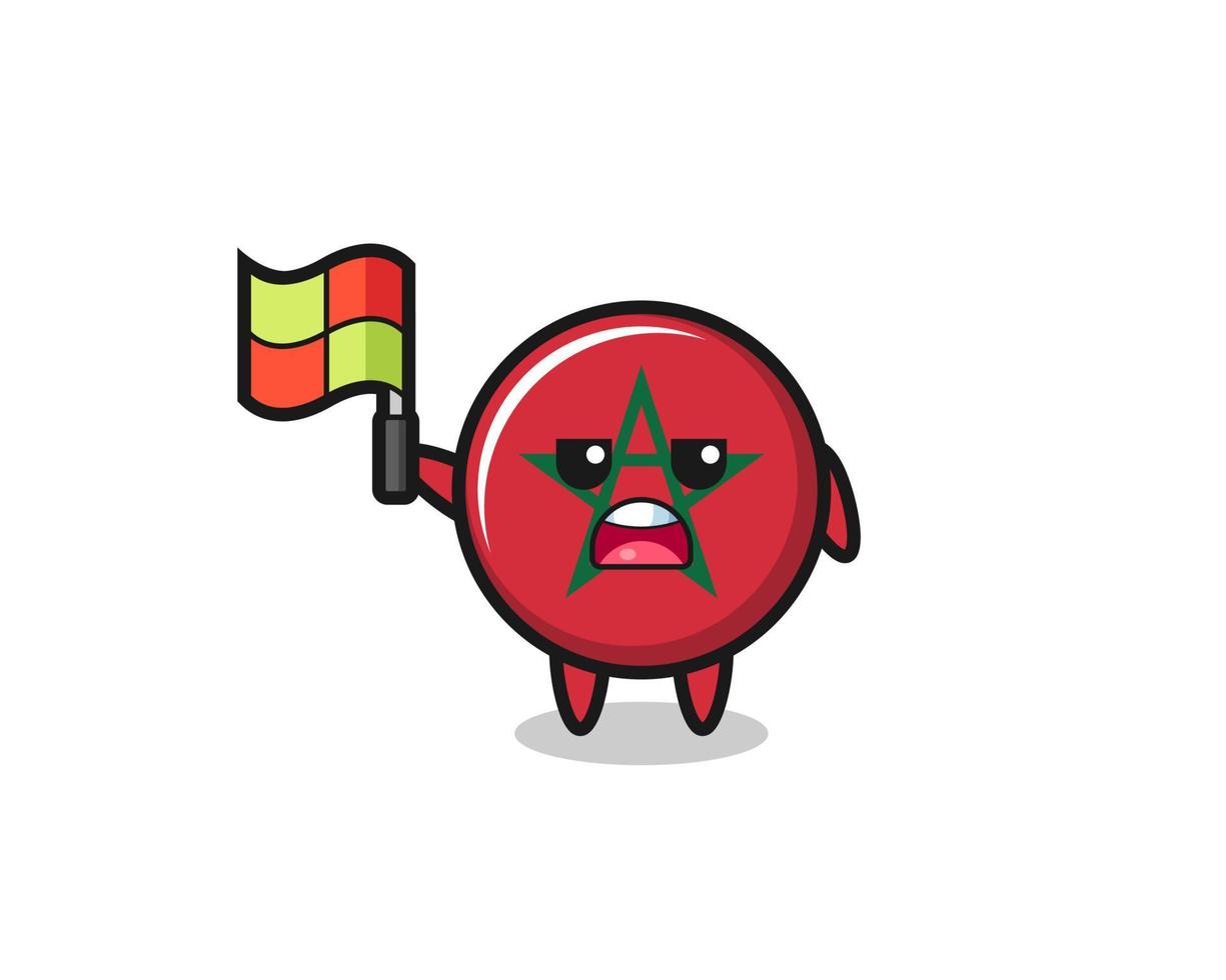 personaje de la bandera de marruecos como juez de línea levantando la bandera vector