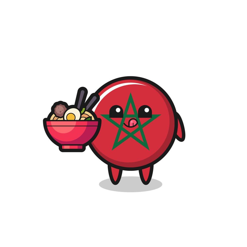cute morocco flag character eating noodles vector