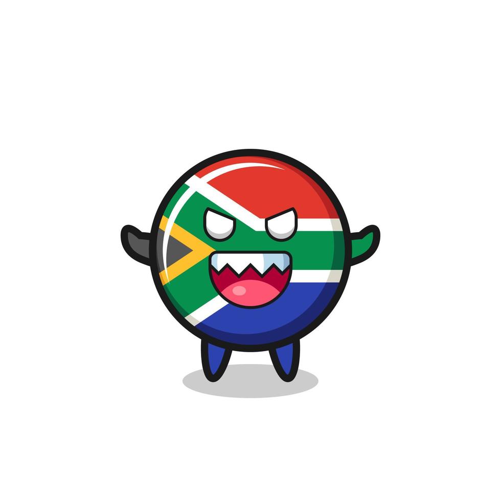 ilustración del malvado personaje de la mascota de la bandera de sudáfrica vector