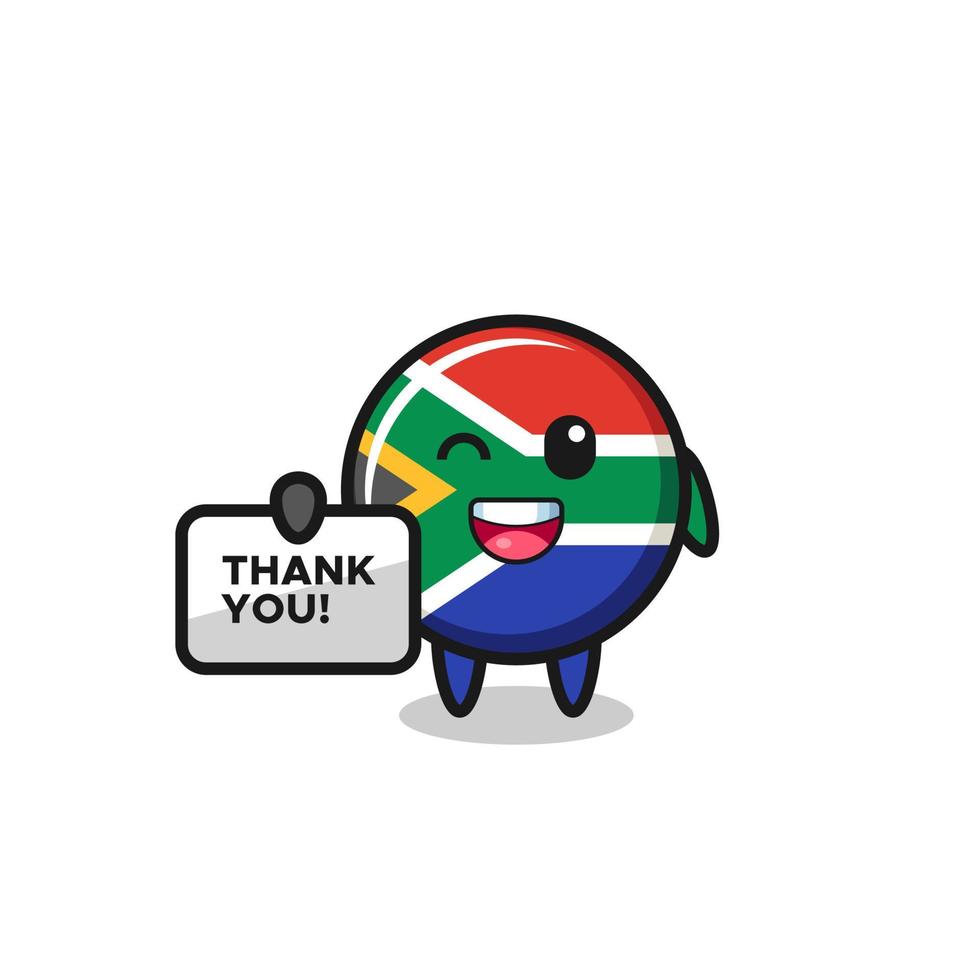 the mascot of the south africa flag holding a banner that says thank you vector