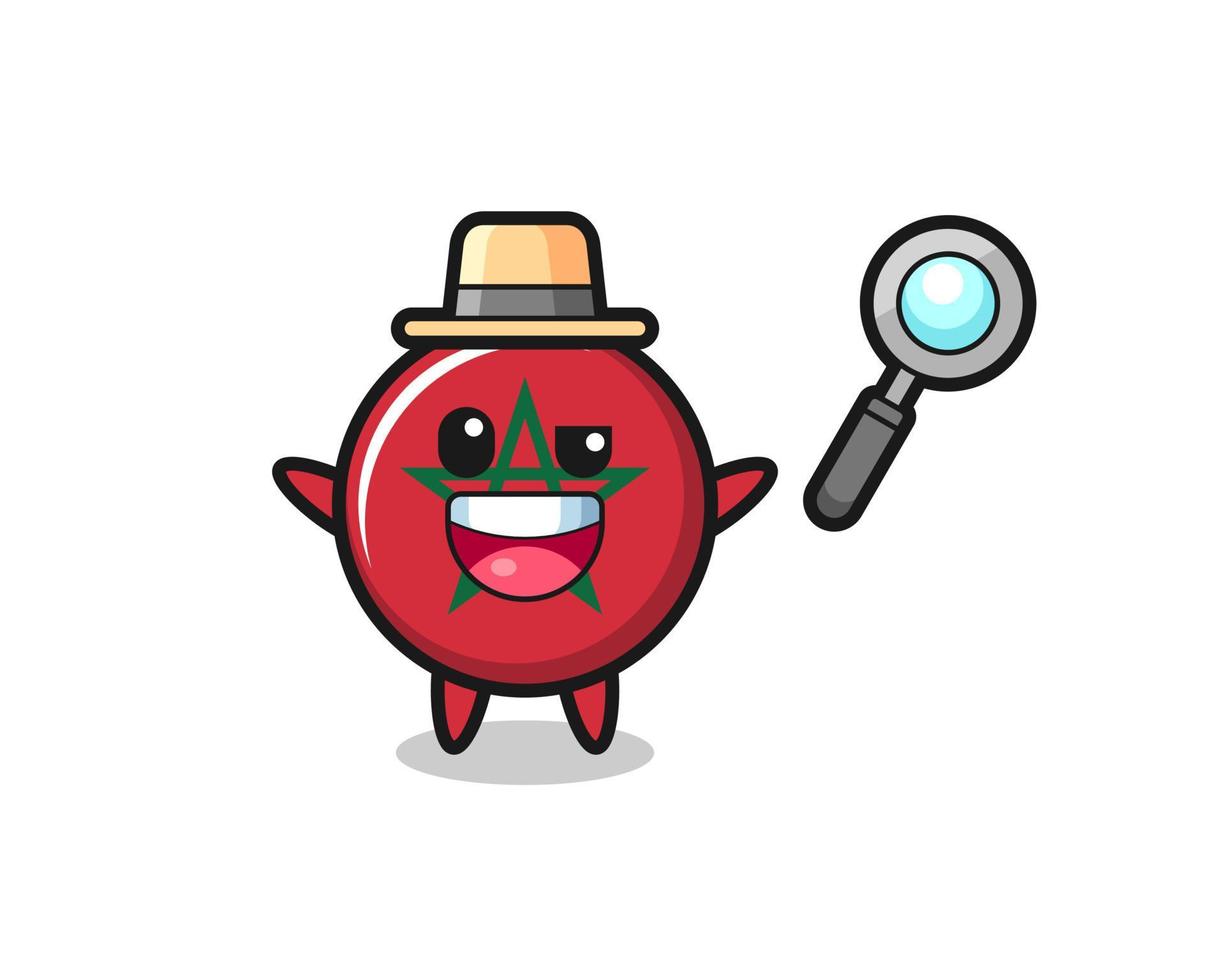 illustration of the morocco flag mascot as a detective who manages to solve a case vector