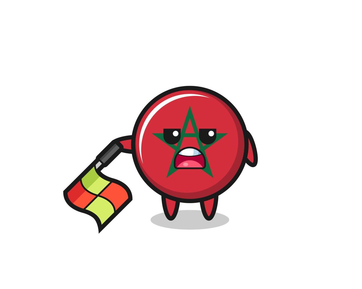 morocco flag character as line judge hold the flag down at a 45 degree angle vector