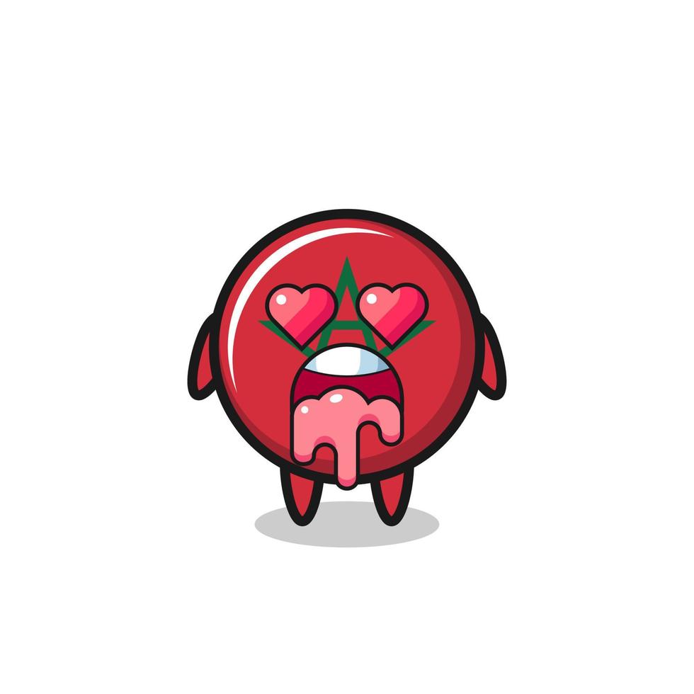 the falling in love expression of a cute morocco flag with heart shaped eyes vector