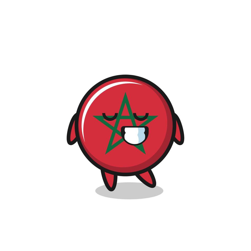 morocco flag cartoon illustration with a shy expression vector