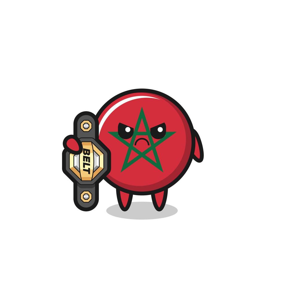 morocco flag mascot character as a MMA fighter with the champion belt vector