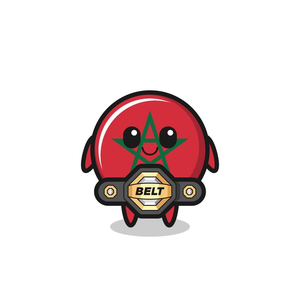 the MMA fighter morocco flag mascot with a belt vector