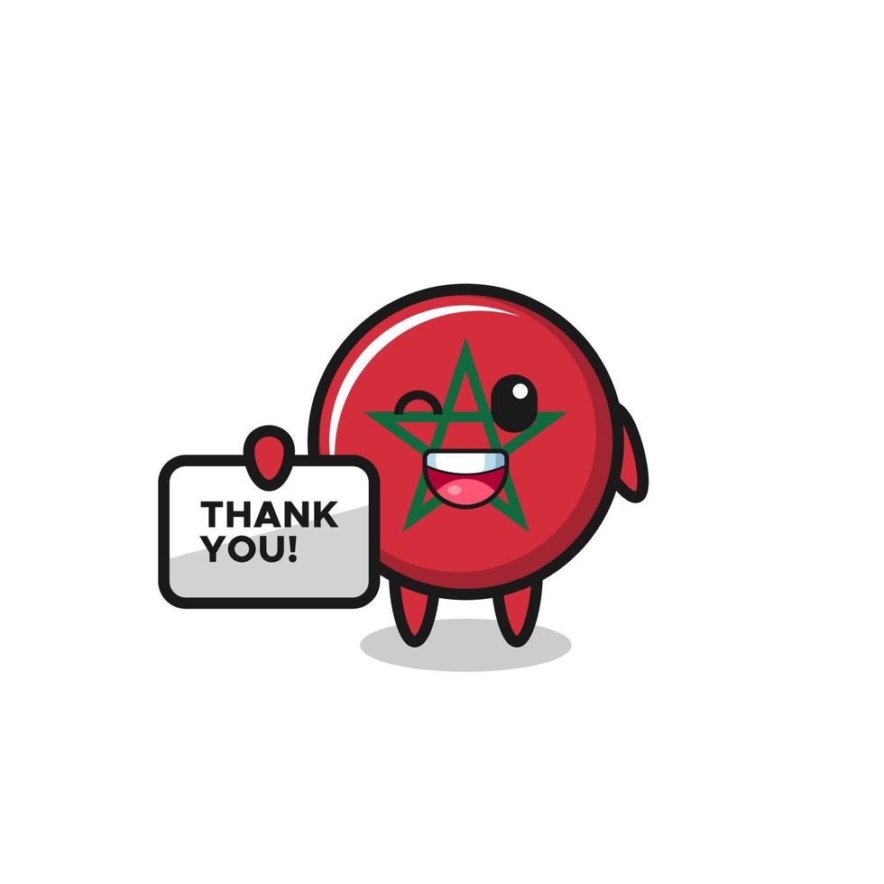 the mascot of the morocco flag holding a banner that says thank you vector