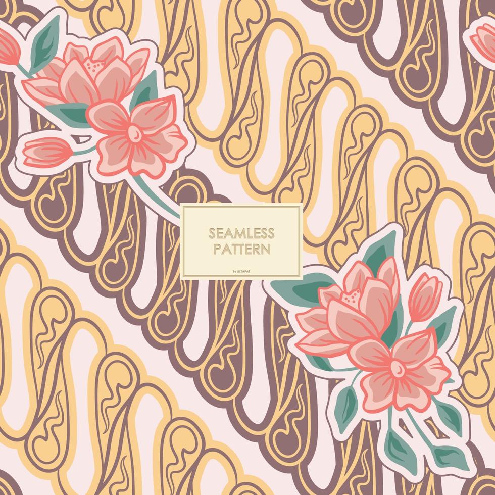 colorido patrón de batik con flores. vector de patrones sin fisuras de batik