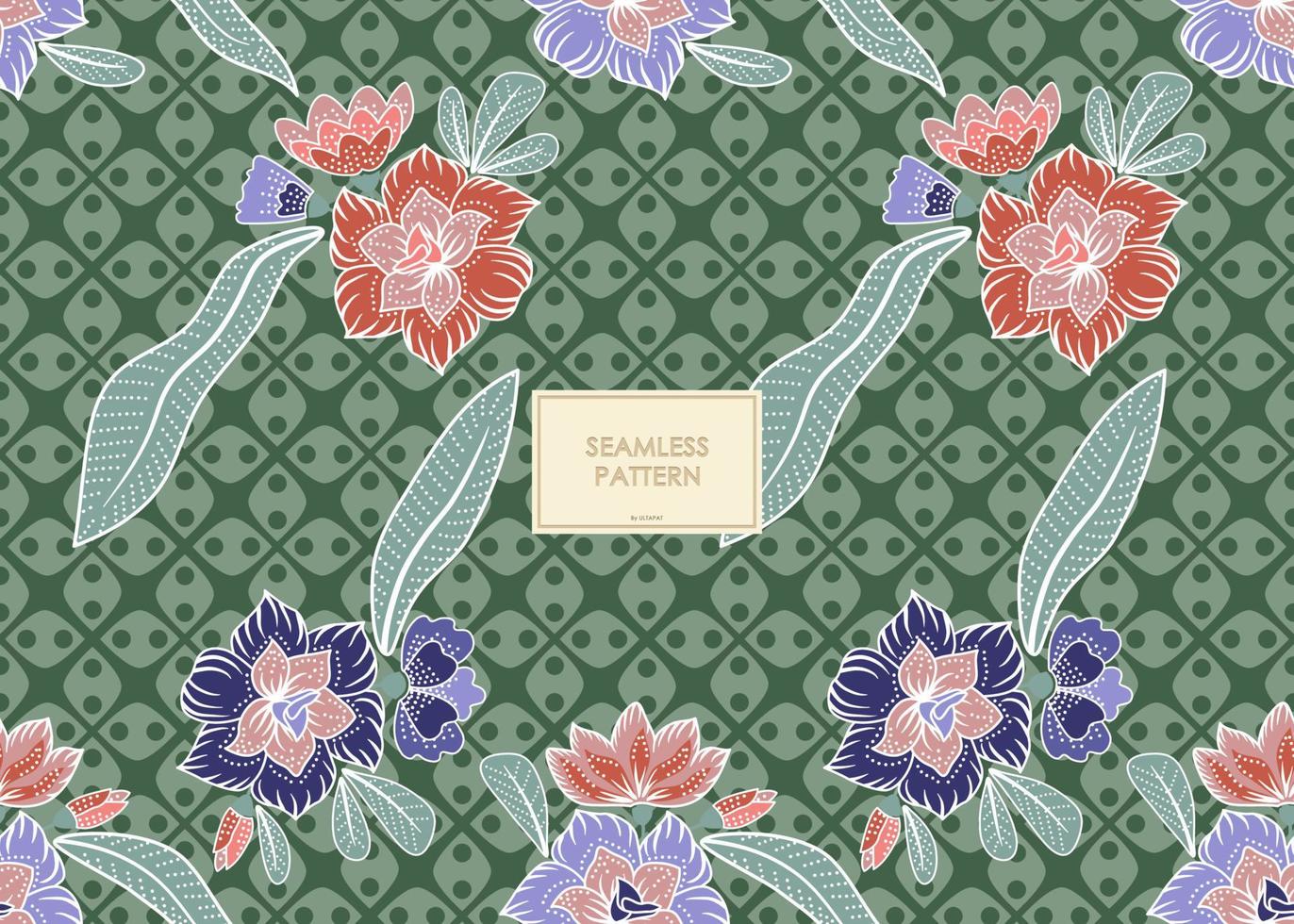 COLORFUL FLOWERS BATIK PATTERN. BATIK SEAMLESS PATERN VECTOR