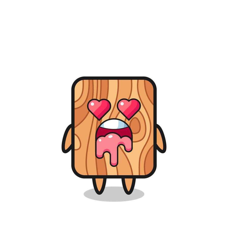 the falling in love expression of a cute plank wood with heart shaped eyes vector