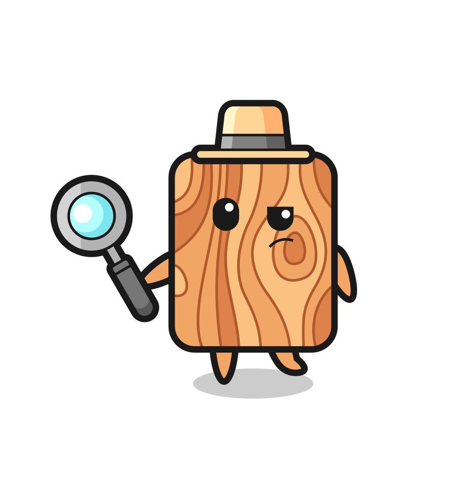 El personaje detective de tablones de madera está analizando un caso. vector