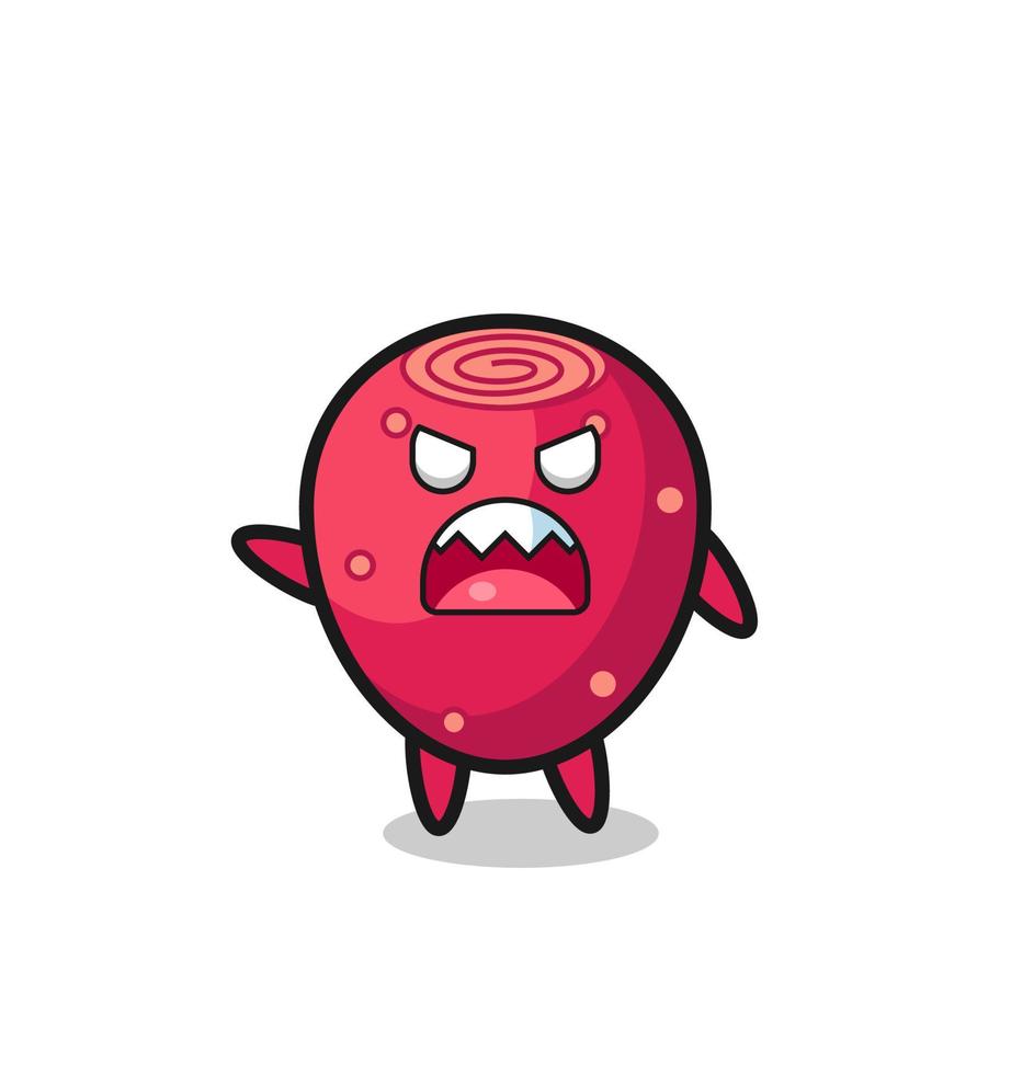 cute prickly pear cartoon in a very angry pose vector