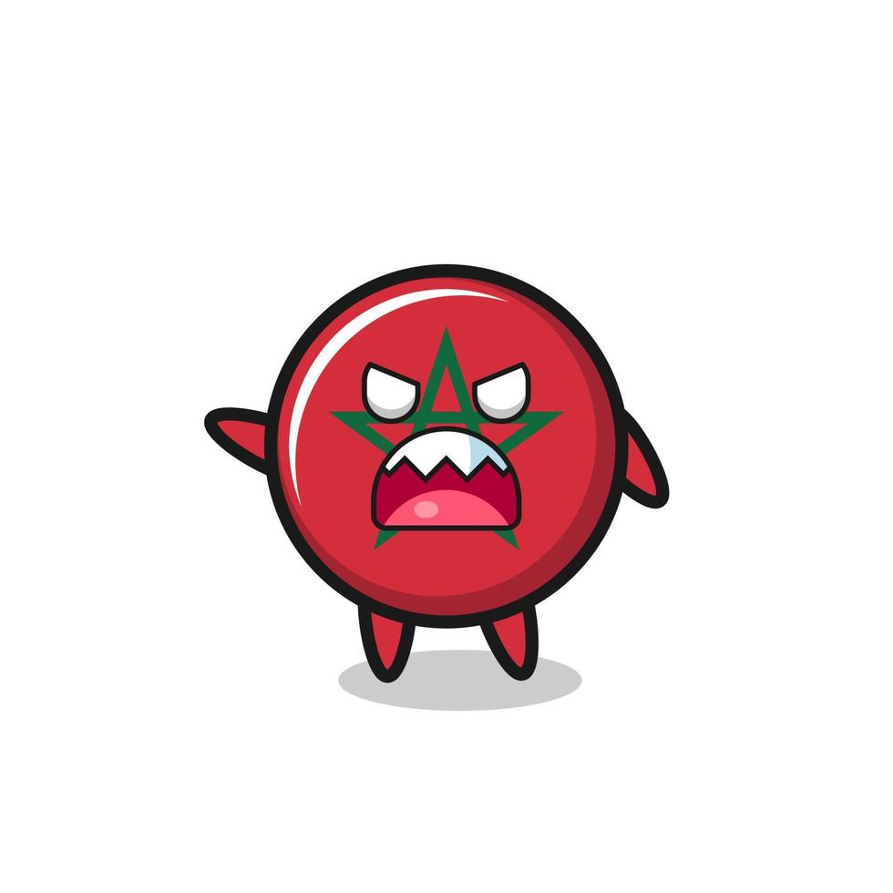 cute morocco flag cartoon in a very angry pose vector