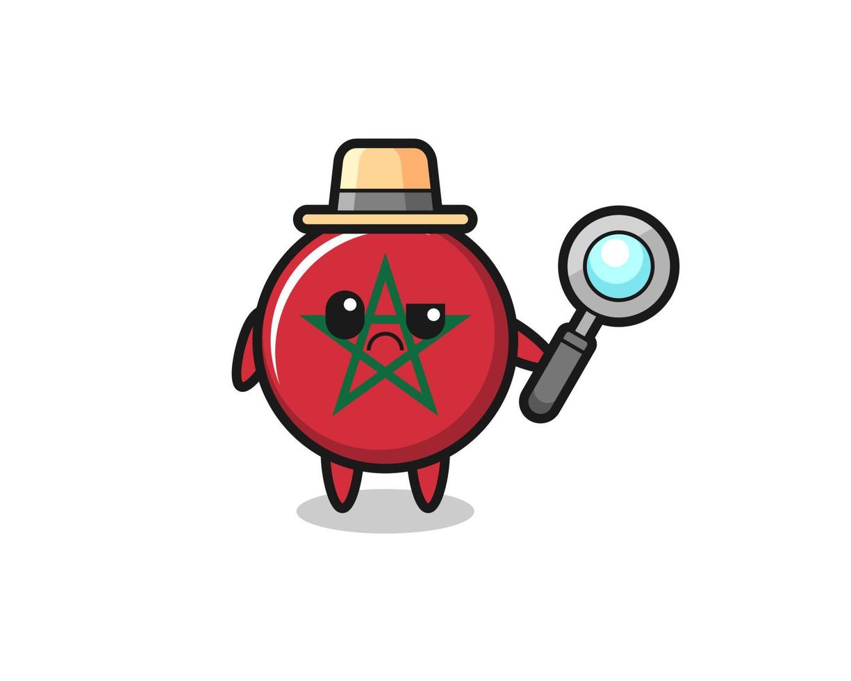 the mascot of cute morocco flag as a detective vector