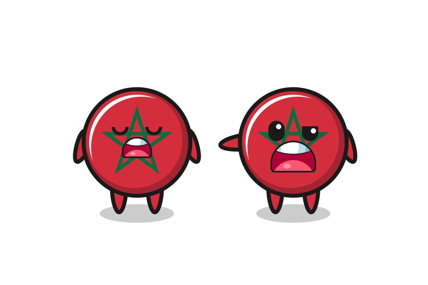 illustration of the argue between two cute morocco flag characters vector