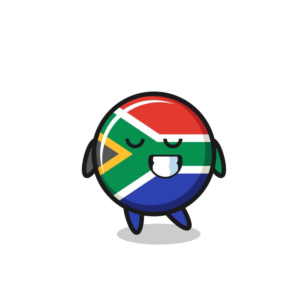 south africa flag cartoon illustration with a shy expression vector