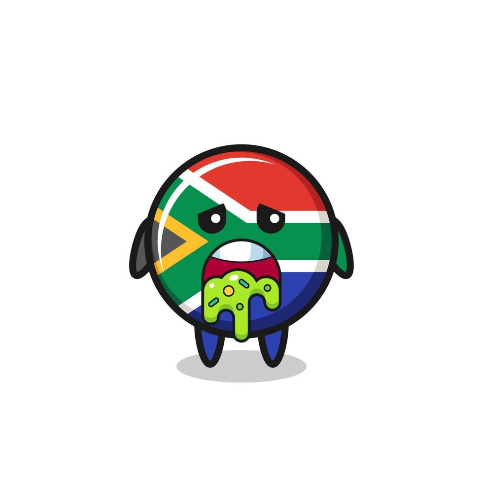 the cute south africa flag character with puke vector