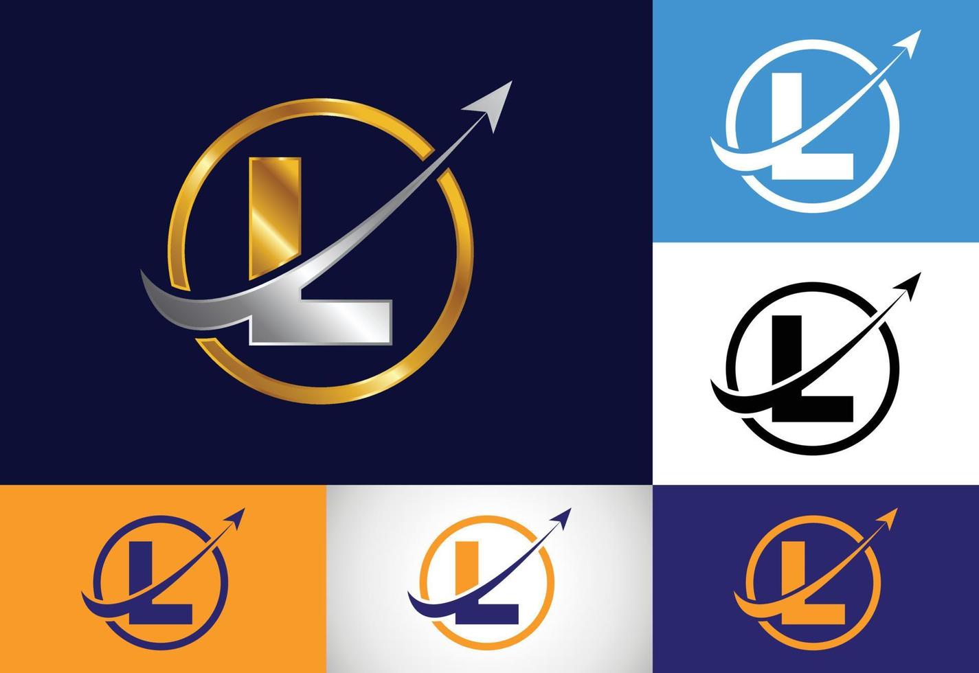 Initial L monogram alphabet symbol design incorporated with the arrow. Financial or success logo concept. Font emblem. Logo for accounting business and company identity vector