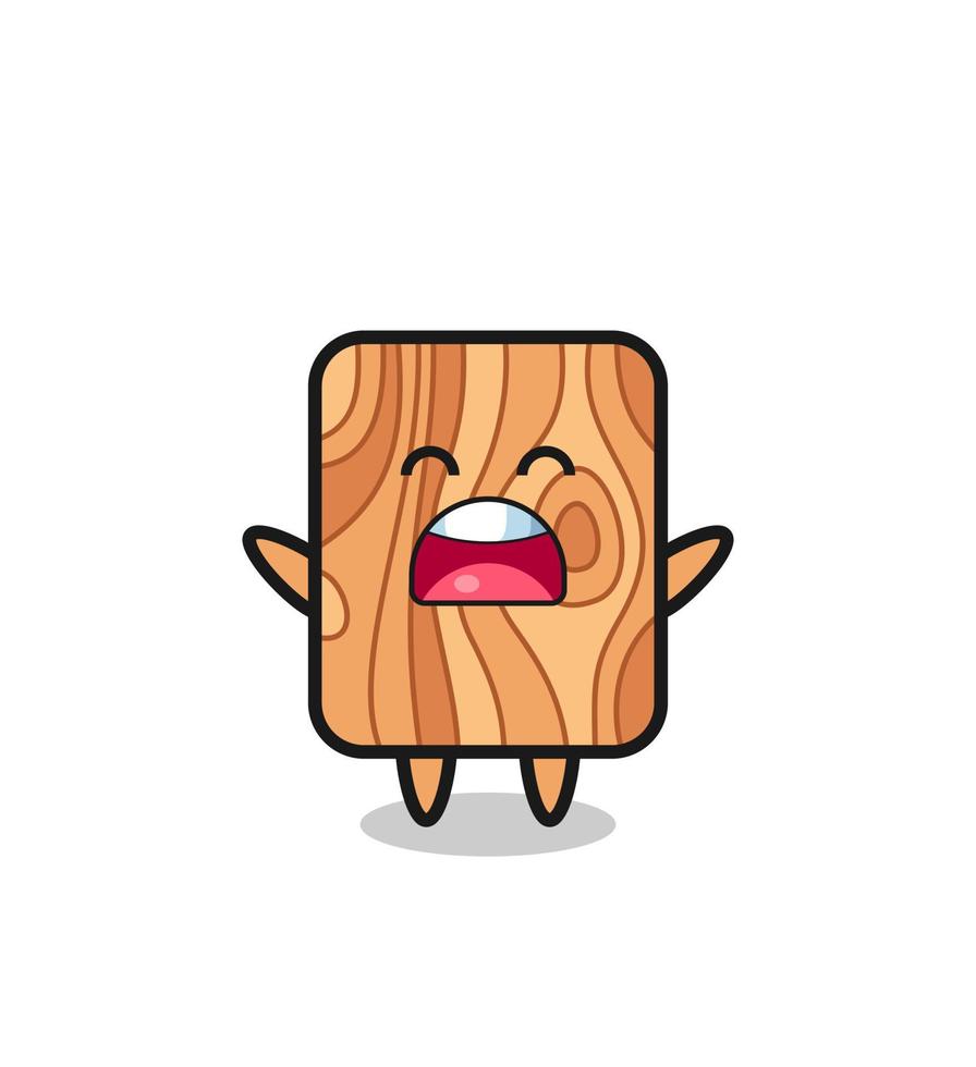linda mascota de tablones de madera con una expresión de bostezo vector