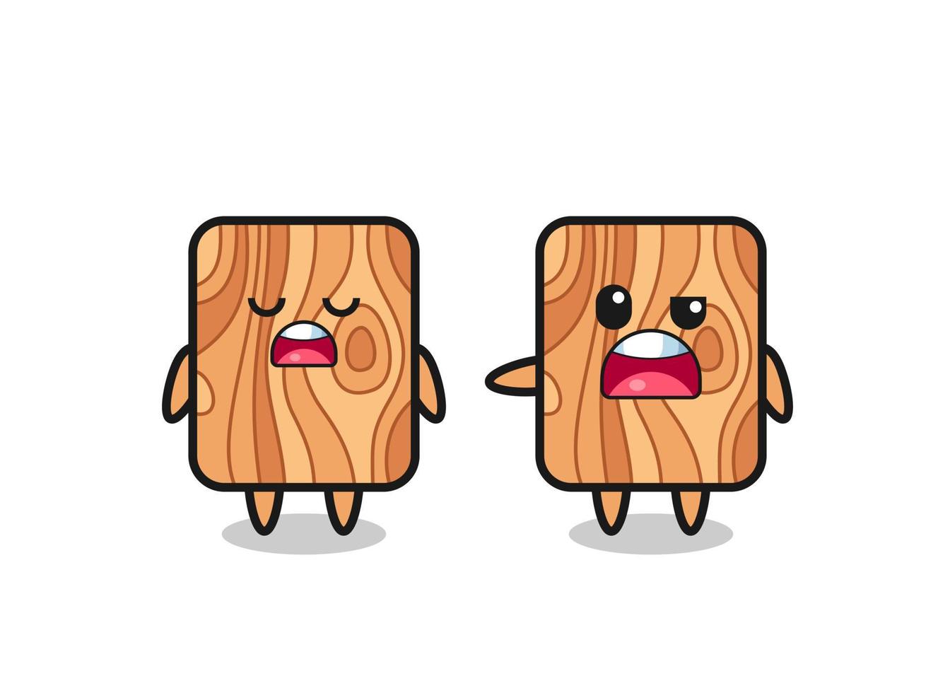 ilustración de la discusión entre dos lindos personajes de tablones de madera vector