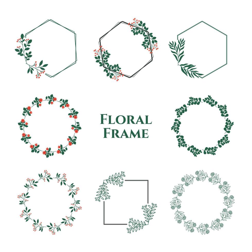 Set of Circle floral frame. Soft pastel color circle frame border floral ornament for background, wedding invitation, thank you card, logo, greeting card. vector