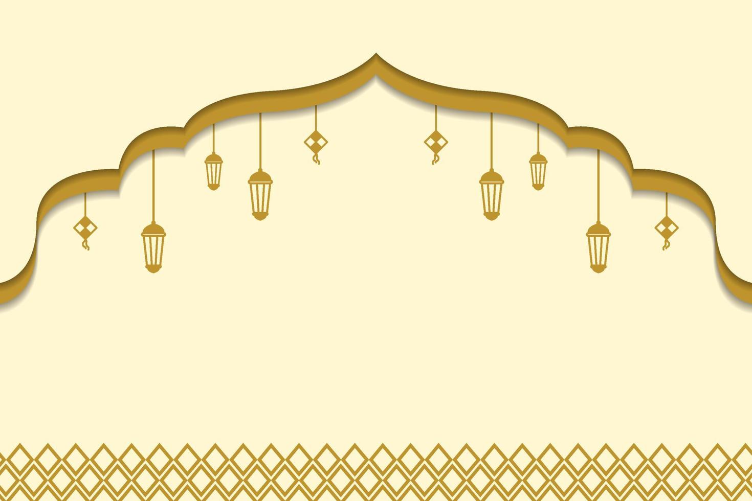 Golden ramadan islamic banner in paper cut style vector