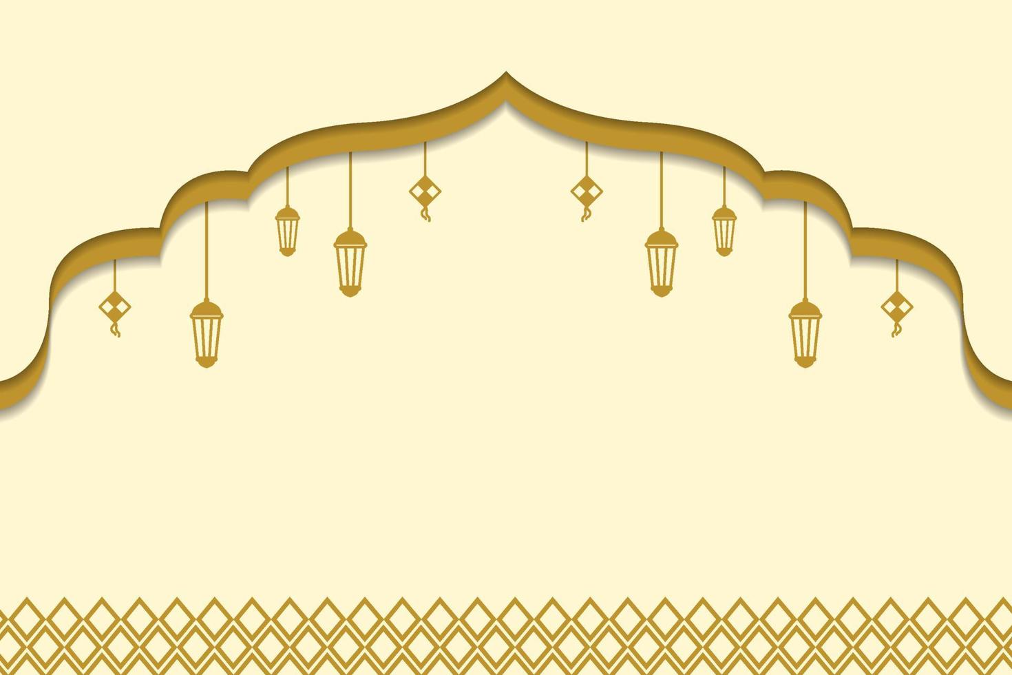 Golden ramadan islamic banner in paper cut style vector