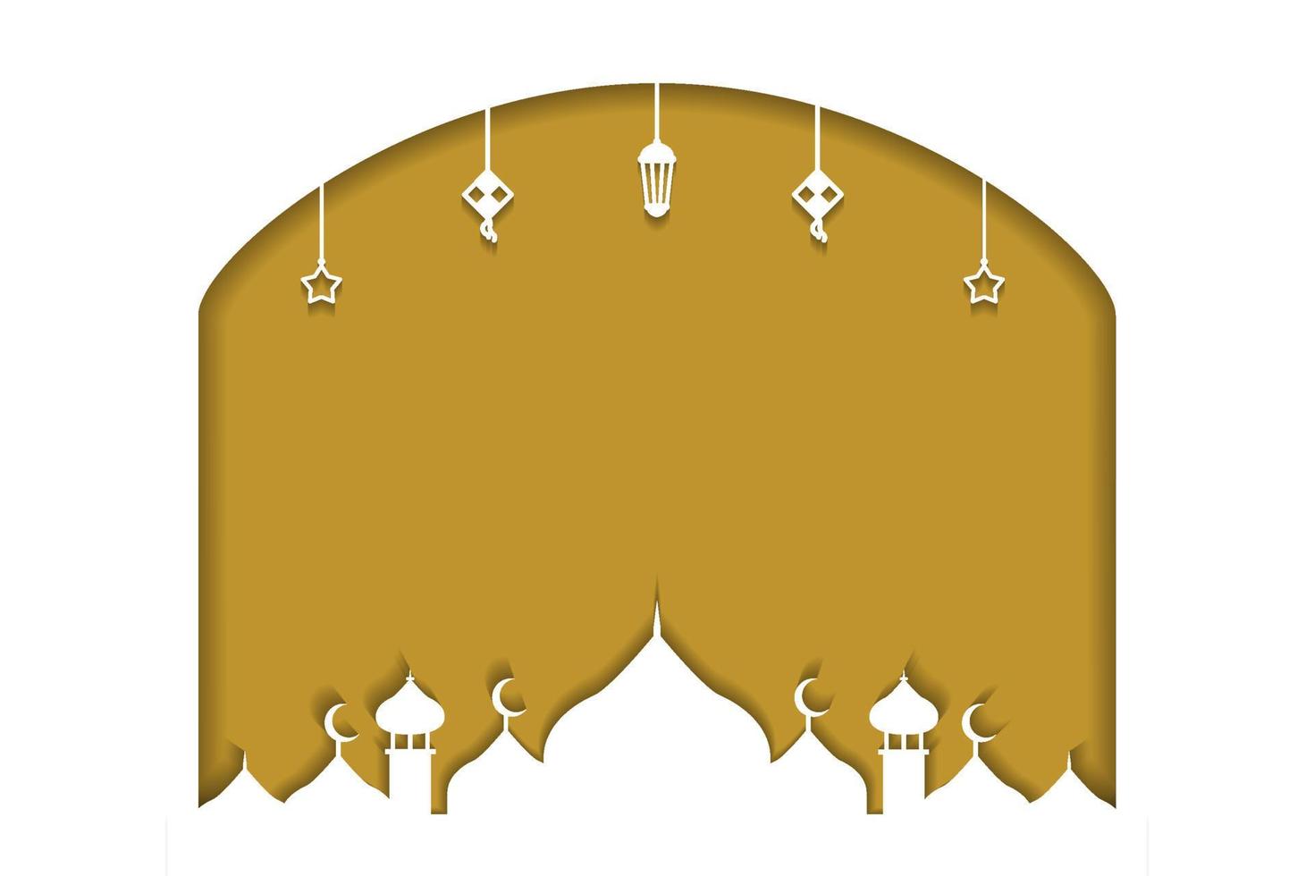 Golden ramadan islamic banner in paper cut style vector