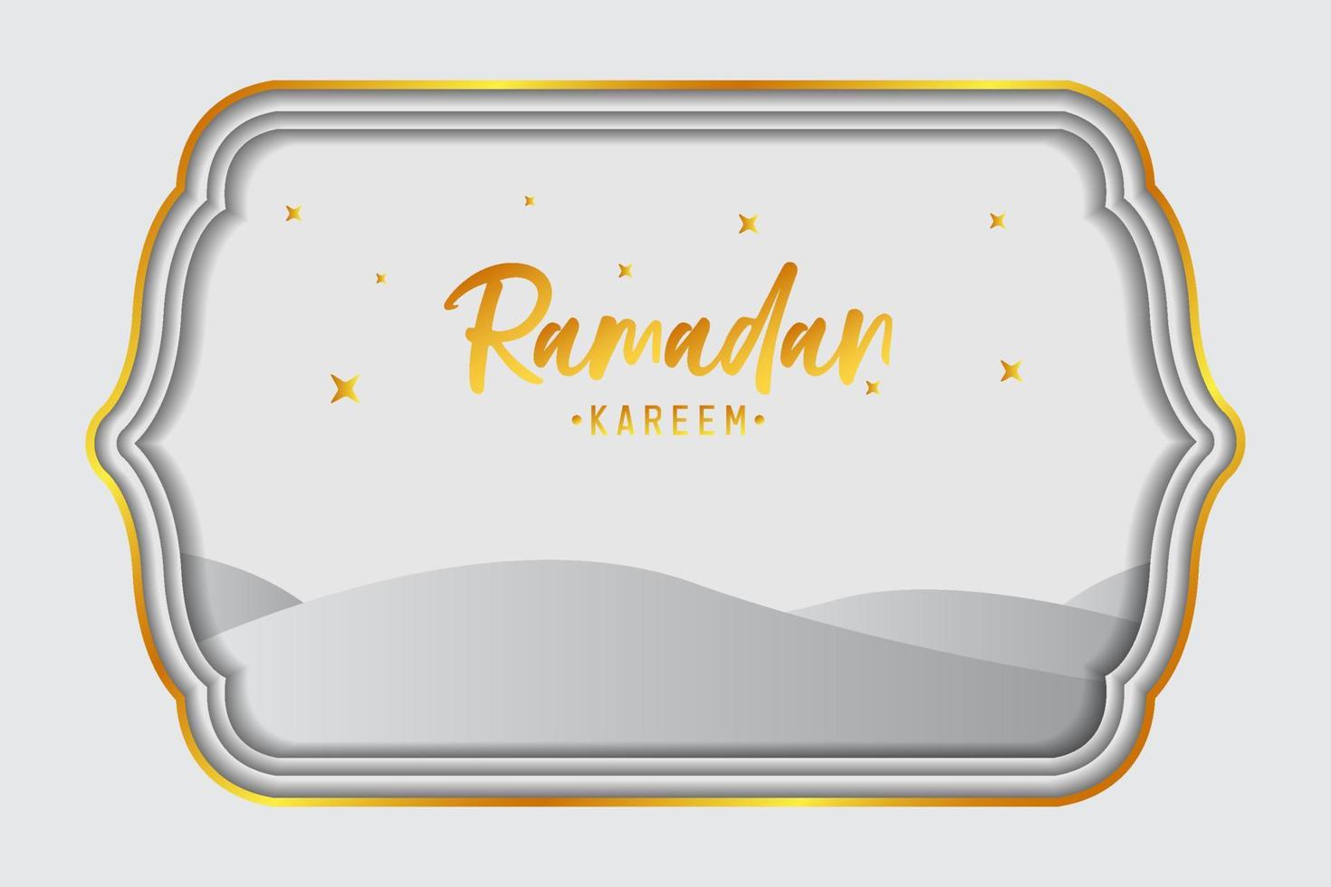 Beautiful ramadan kareem background in gold frame vector