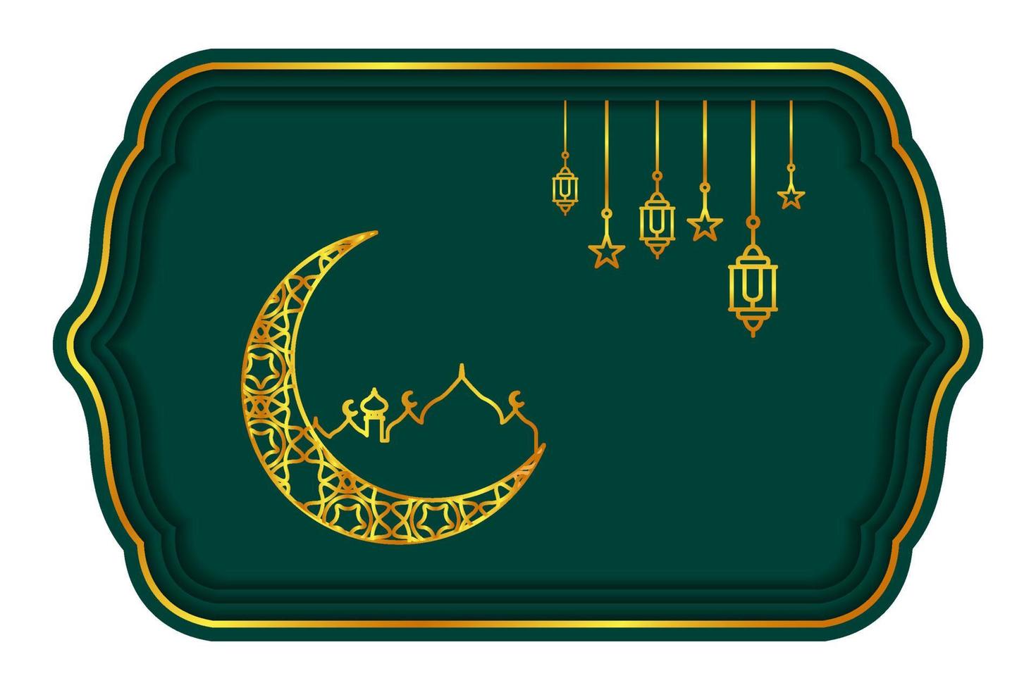 Realistic ramadan kareem background in green papercut style vector