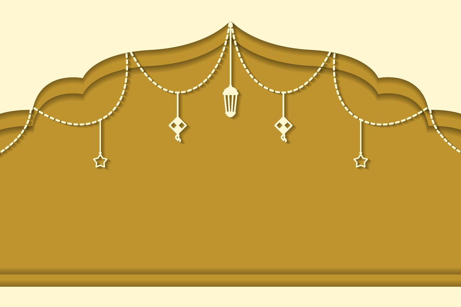 banner islámico de ramadán dorado en estilo de corte de papel vector