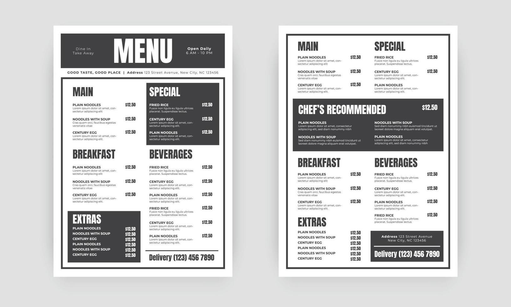 Fast food menu. Restaurant fast food cafe menu template flyer. vector