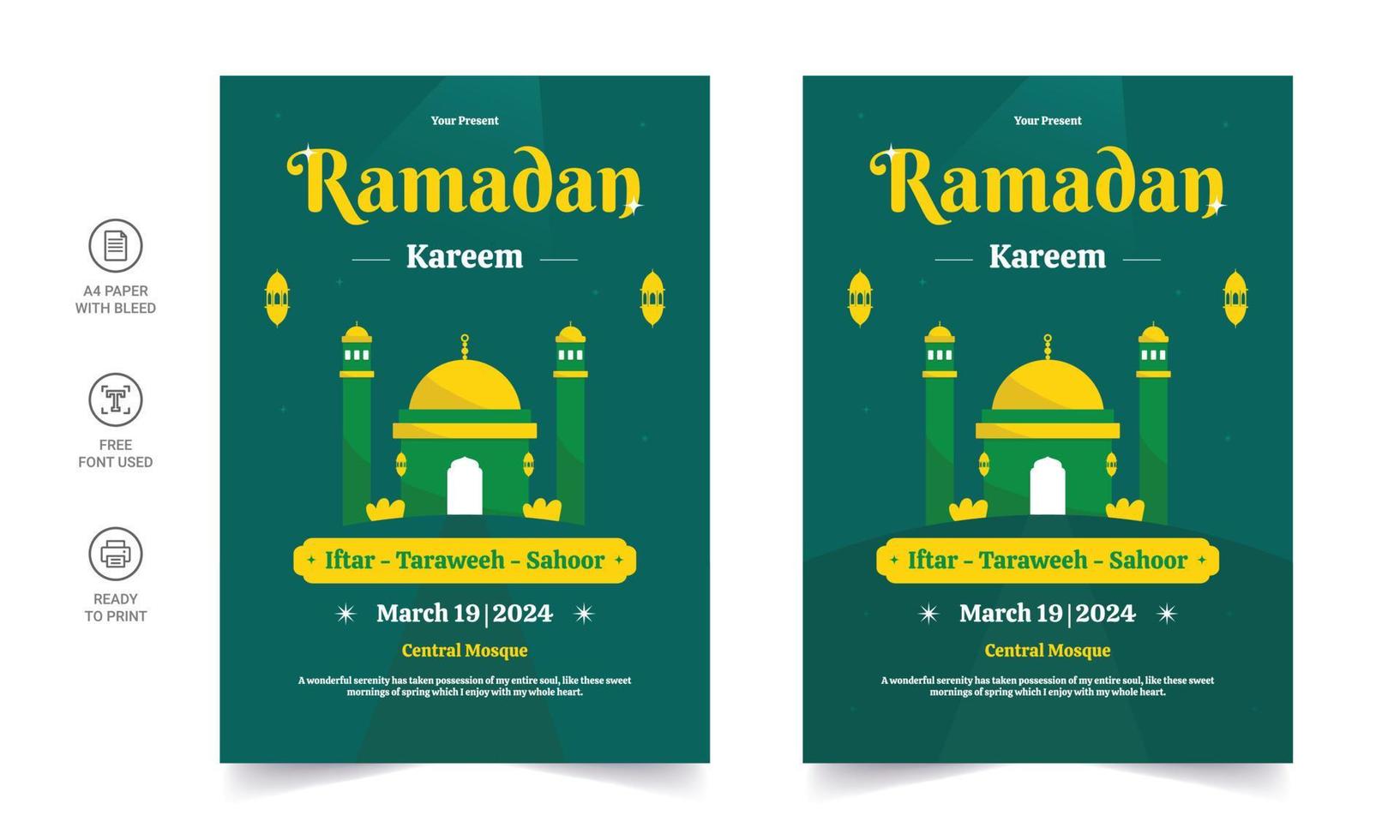 Ramadan Kareem Flyer. Ramadan Kareem set of posters or invitations design. decorative retro greeting card or invitation layout design vector