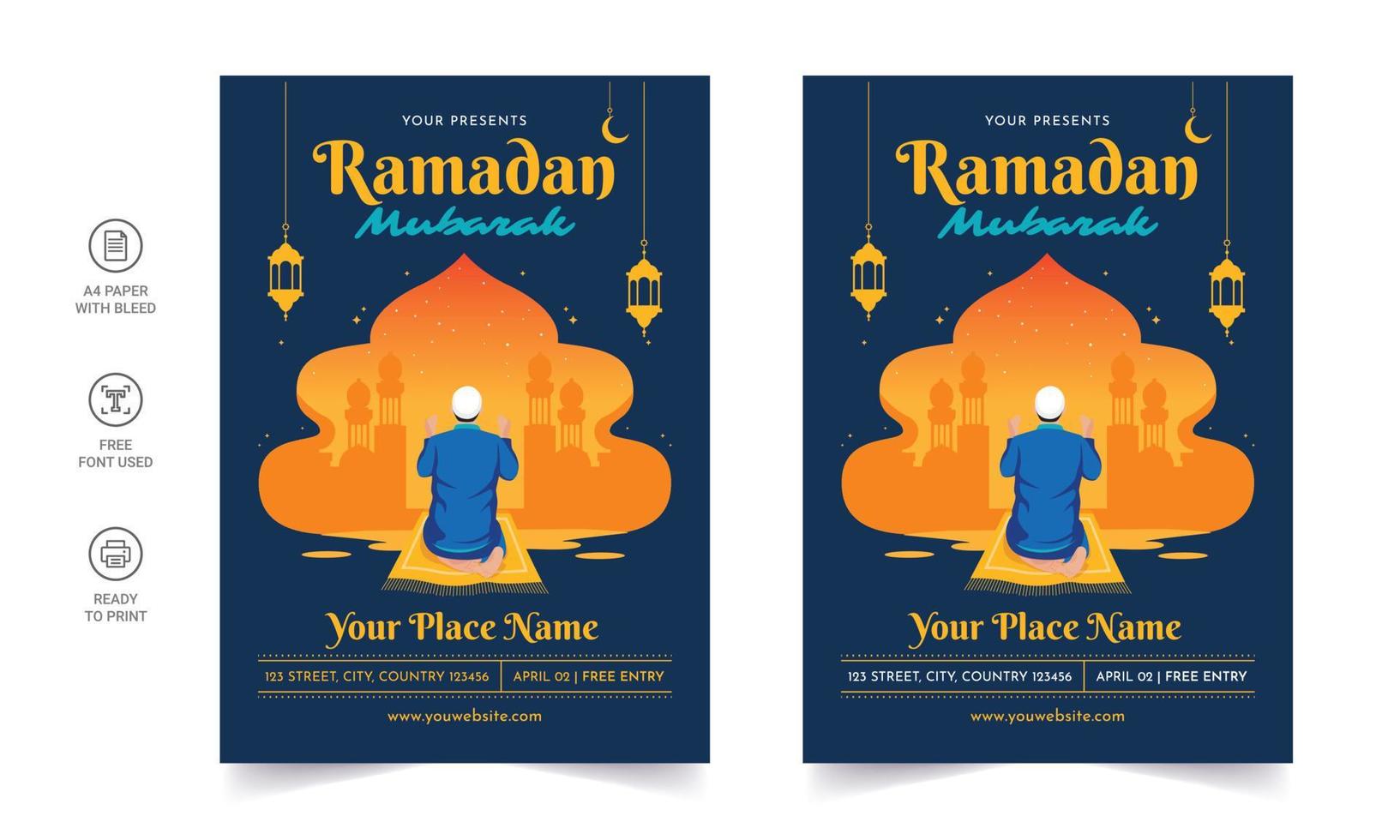 Ramadan Kareem Flyer. Ramadan Kareem set of posters or invitations design. decorative retro greeting card or invitation layout design vector