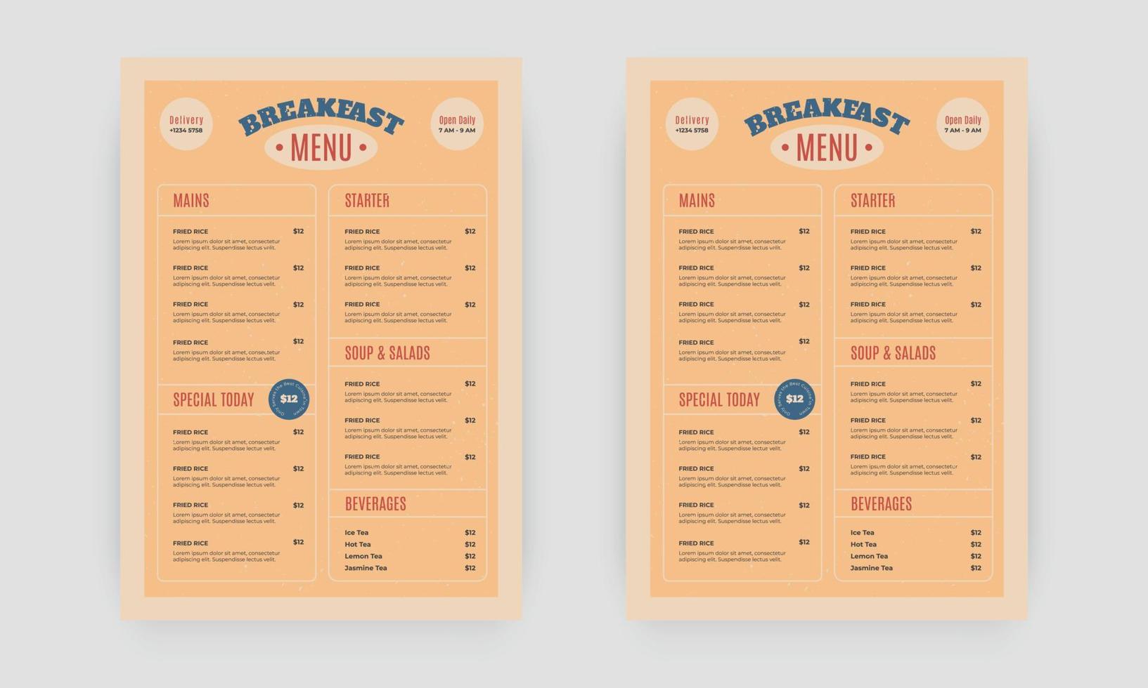 menú de comida rápida. Folleto de plantilla de menú de cafetería de comida rápida de restaurante. vector