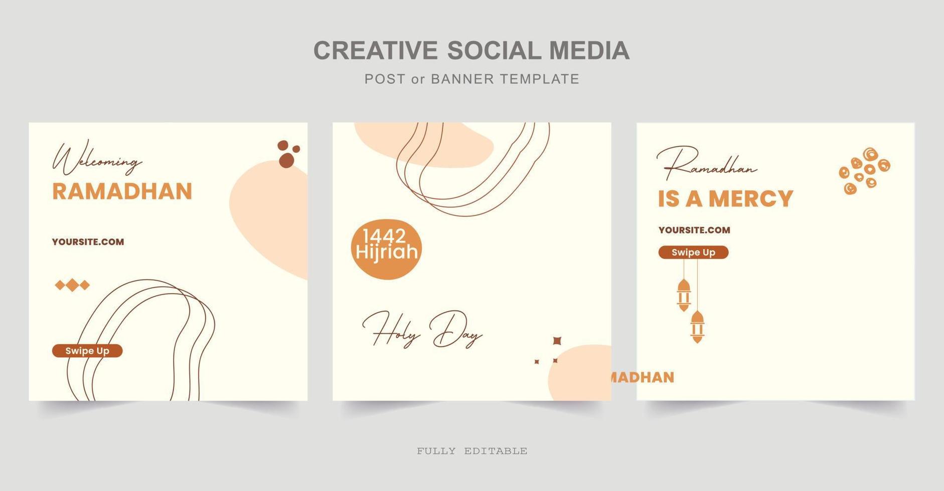 Ramadan Social Media Post design. A good template for advertising on social media. Perfect for social media posts, background, and web banner internet ads. vector