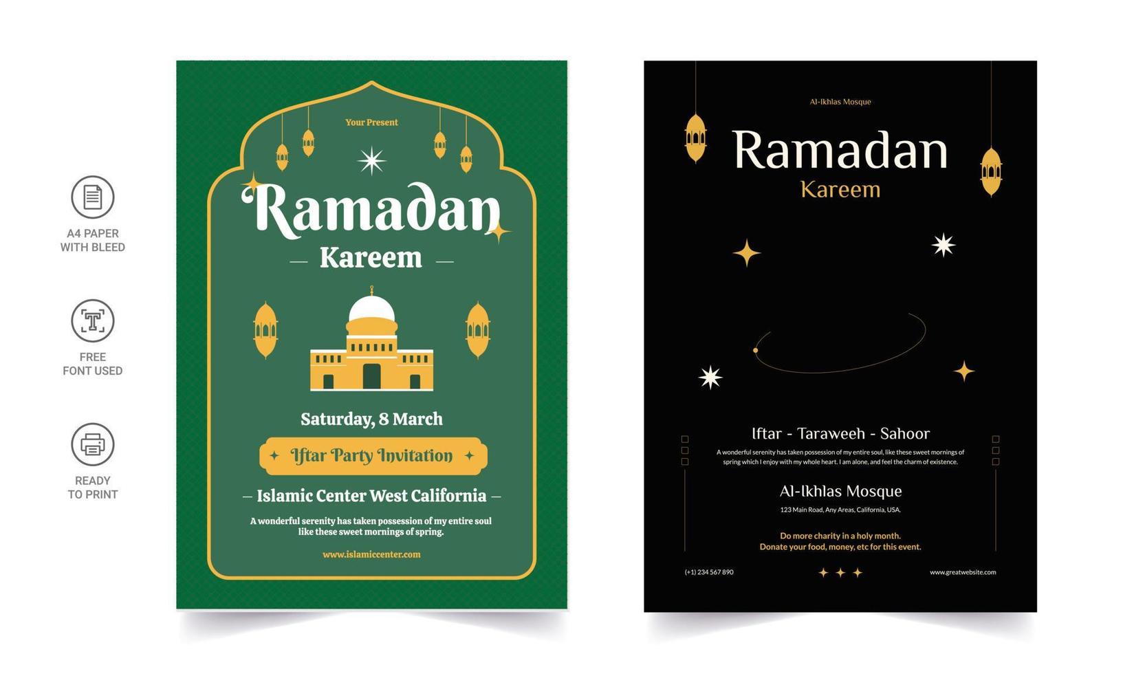 Ramadan Kareem Flyer. Ramadan Kareem set of posters or invitations design. decorative retro greeting card or invitation layout design vector