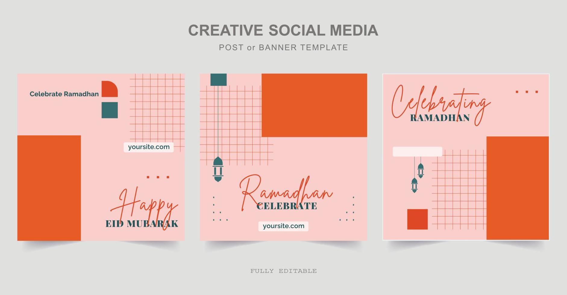 Ramadan Social Media Post design. A good template for advertising on social media. Perfect for social media posts, background, and web banner internet ads. vector