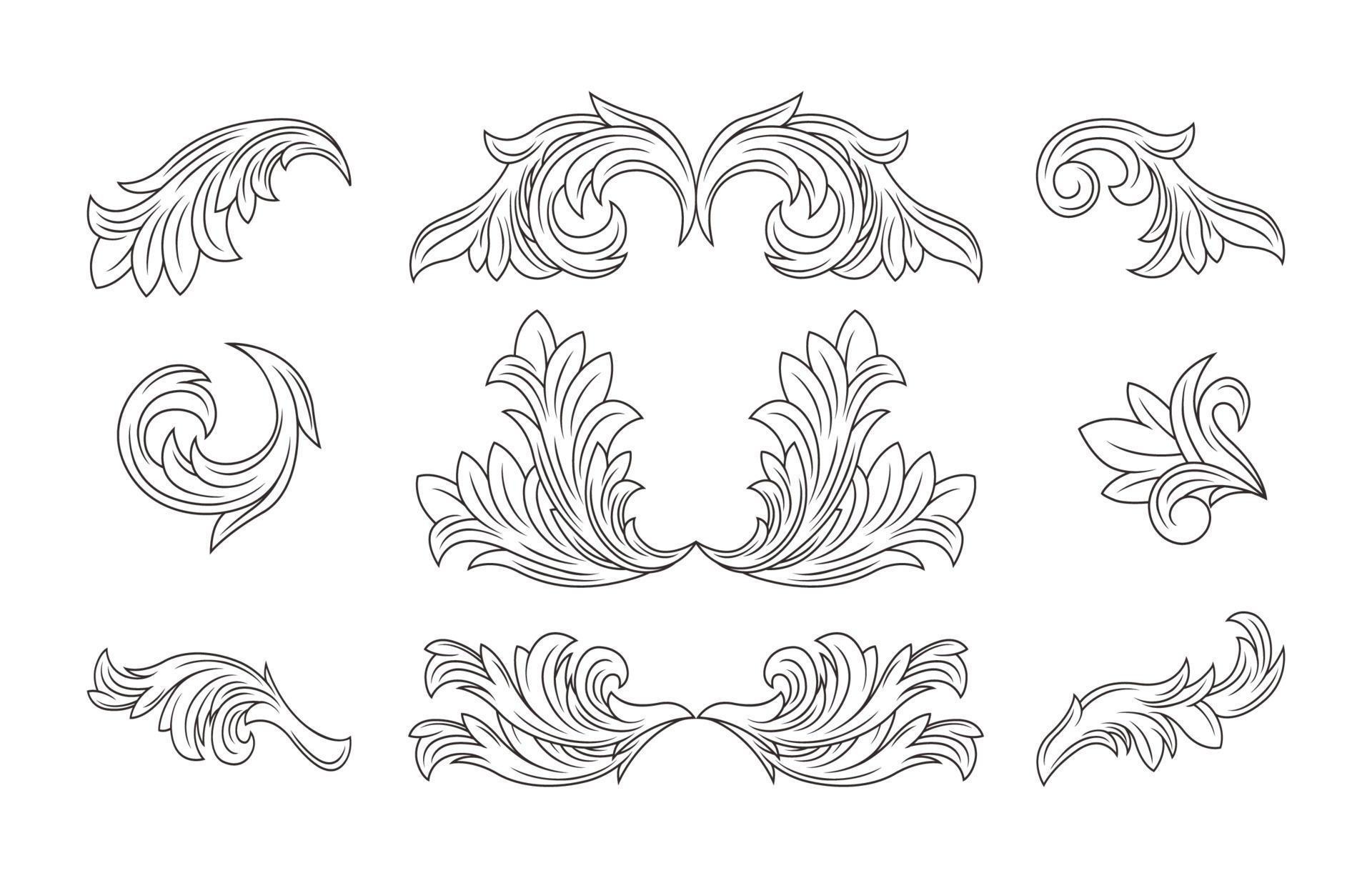 Victorian Decorative Engraving Element Set 6895766 Vector Art at Vecteezy