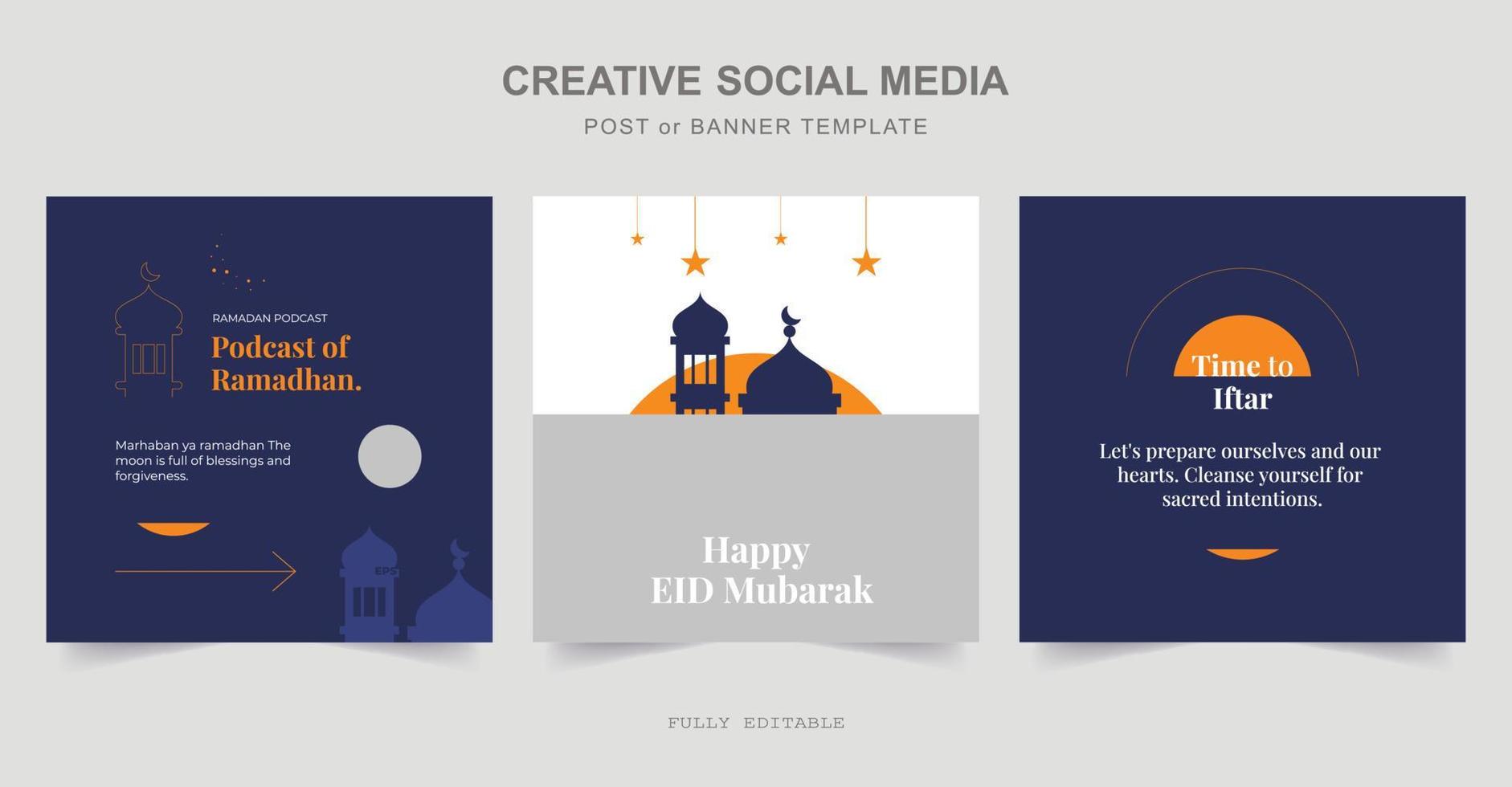 diseño de publicaciones en redes sociales de ramadán. una buena plantilla para publicidad en las redes sociales. perfecto para publicaciones en redes sociales, antecedentes y anuncios web en Internet. vector